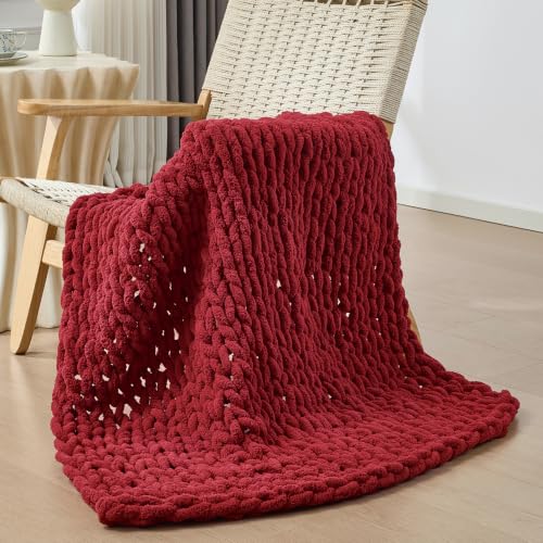 Bigacogo Chunky Knit Throw Blanket for Couch...