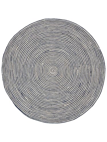 RugVista Maronti, Alfombra, Modernas, Ø 150 cm, Redondo, Pelo Corto, Pasillo, Limpieza en seco, Certificado Care & Fair, Azul