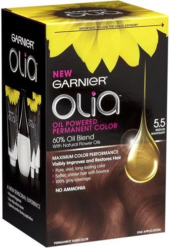 Garnier Olia Permanent Haircolor, Oil Powered, Medium Mahogany 5.5, 1 ea (Pack of 3)