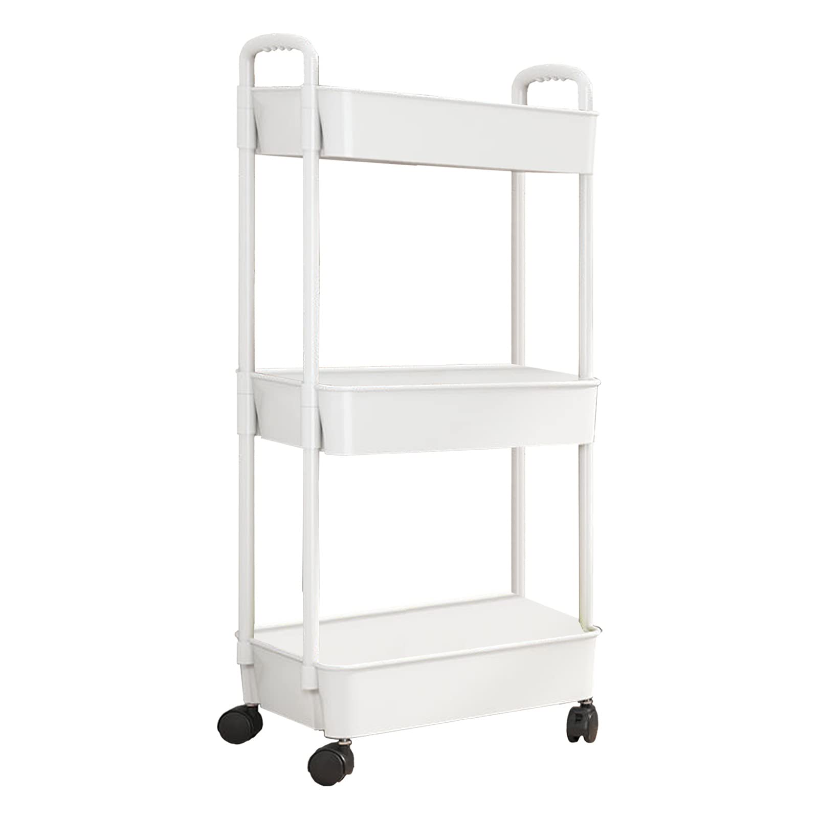 Rolling Cart, 3 Tier Rolling Storage Cart, Heavy Duty Rolling Utility Cart, Multifunctional Storage Shelves, Rolling Metal Organization Cart with Handle and Lockable Wheel for Home, Ofiice Indoor