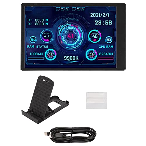 BAFOVY 3,5 -calowy Komputer Mały Pod Ekran USB IPS Pełny Widok Mini Ekran LCD Monitor dla Danych CPU z Dane RAM ze Stepleless Brightness dla łatwej Konfiguracji i Precyzyjnego Zdrowia (BLACK)