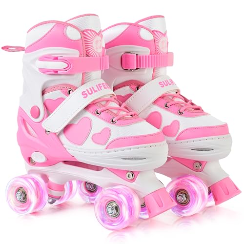 SULIFEEL Patins à roulettes enfants ajustables fille