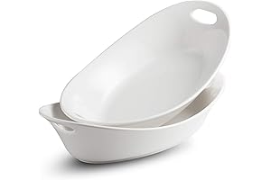 Large White Ceramic Serving Bowl with Handles and Oval Platter