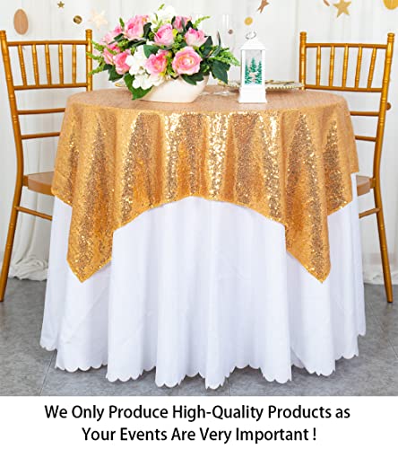 48X48-Inch Square-Sequin Tablecloth-Gold, Sequin Table Cloth/Overlay/Cover Glitz Table Linen #TOP1