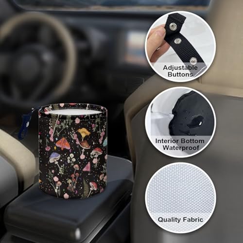 Image of Renewold Waterproof Car Trash Can Colorful Mushroom Flower Butterfly Car Trash Bin Portable Garbage Can for SUV Van Sedan Truck Hanging Bag for Headrest Front Rear Seat Automotive Interior Accessories