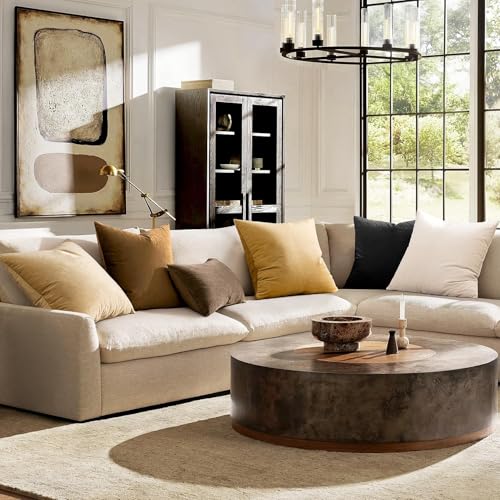 Image of 2 Piece Holland Velvet Cushion Cover, 24x24 inch | 61x61 cm | Beige | Solid Plain Soft & Smooth. Decorative Pillow Cases for Living Room, Bedroom, Couches, Sofa, Bed & Home Decor