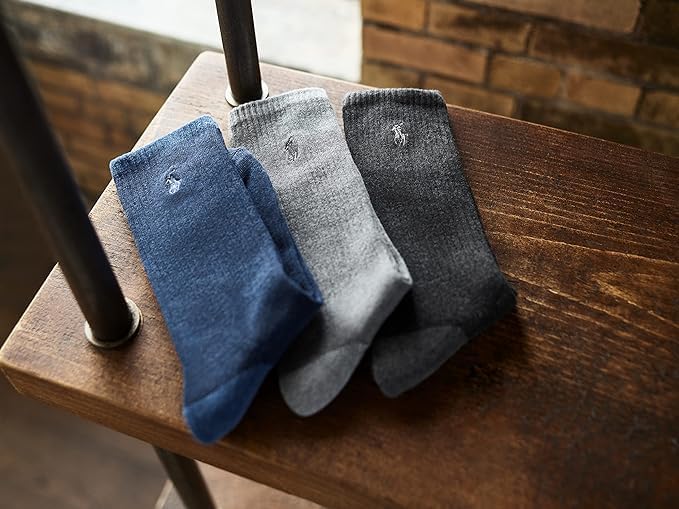 Polo Ralph Lauren mens Super Soft Ragg Casual Crew Socks - 3 Pair Pack - Heel-toe Reinforcement - Image 4