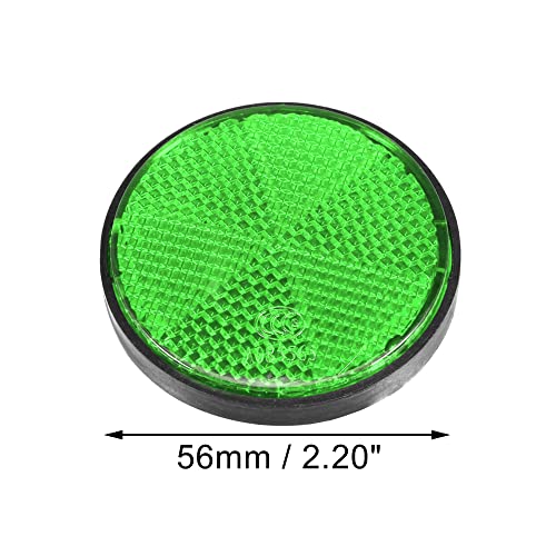 Image of X AUTOHAUX 10 Pcs Stick-on Safety Spoke Reflective Reflector for Gate Posts | Green, Self Adhesive Reflector, for Cars Trailer Motorcycle Trucks Boat Bicycle Bike, Round