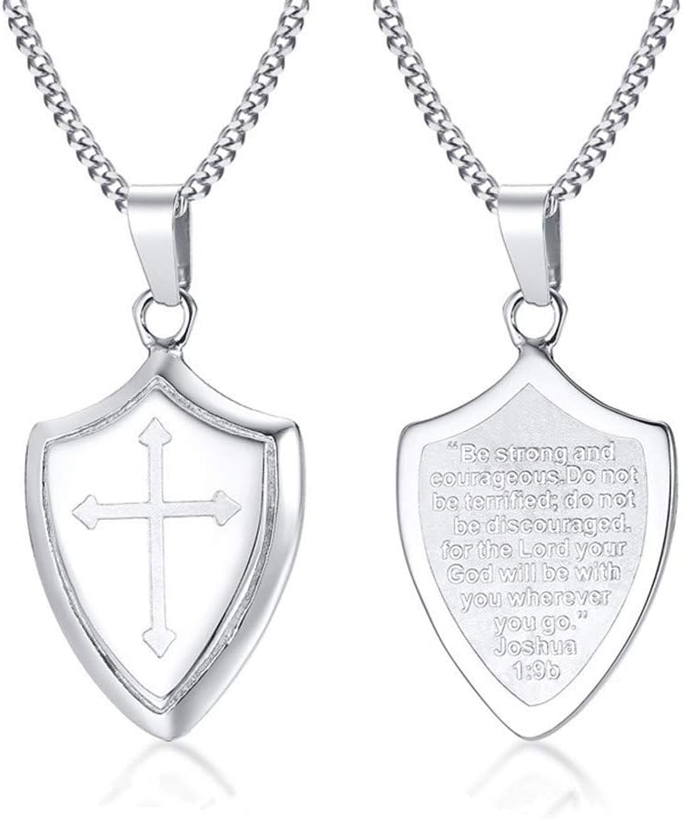 LiFashion LF Stainless Steel Bible Verse Shield of Faith Necklace ...