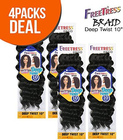MULTI-PACK DEALS! FreeTress Synthetic Hair Crochet Braids Deep Twist 10" (4-PACK, 4)