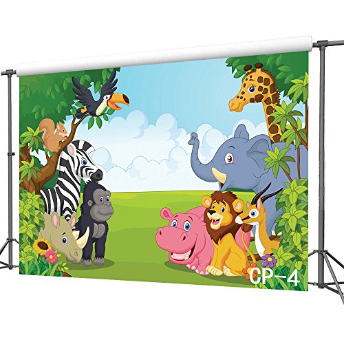 Lywygg Zoo Photography Backdrops 7X5Ft Cartoon Safari Animals Backdrop Happy Birthday Photography Background Fauna Jungle Wildlife Zoo Themed Party Decoration Photo Studio Props Cp-4 #TOP2