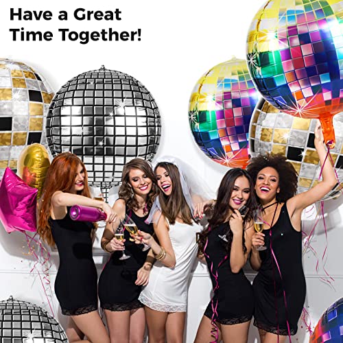 9 Pack 22 Inch Disco Ball Balloons For 70S Disco Party, 4D Silver Laser Large Inflatable Sphere Aluminum Foil Balloon, Photography Background Party Decoration Balloons Party Supplies #TOP4