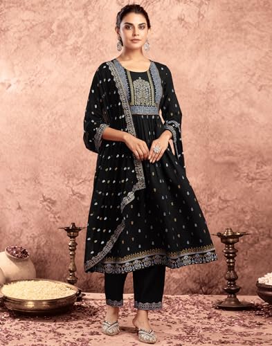 Image of SIRIL Women's Rayon Viscose Printed Kurta Pant with Dupatta Set