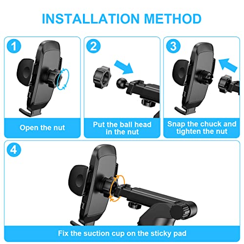 URAQT Auto Telefoonhouder, 3-in-1 Universele Autotelefoonhouder met Zuignap, 360° Rotatie Dashboard/Voorruit Mobiele… - Image 6