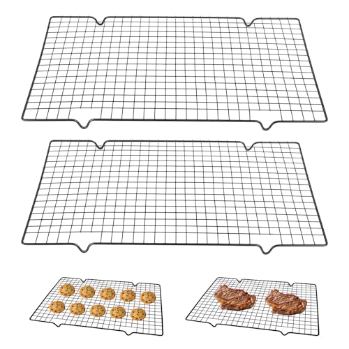 Rairsky 2 Pièces Grille De Refroidissement en MéTal, 40x25x2cm Grille De Refroidissement PâTisserie,Grilles De Refroidissements pour Cuire, Refroidir,...