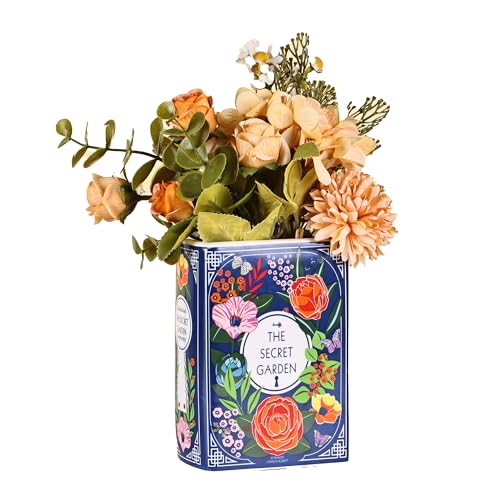 suruim Jarrón de cerámica en forma de libro para flores, jarrón de flores para decoración del hogar, bonita decoración de estantería, regalos para amantes de los libros, acento único para el