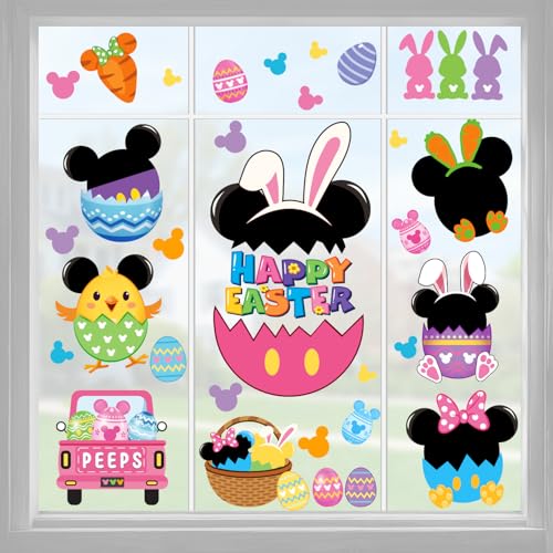 Easter Window Clings 5 Sheets Easter Window Decorations Stickers Decals Cute Themed Easter Window Clings for Glass Windows Indoor Office Classroom Home Decor