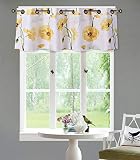 LinenTopia 1 PC Grommet Floral Valance Curtain, Decorative Yellow Floral Print, Soft, Light Filterin