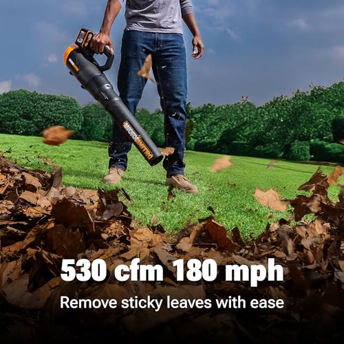 WORX Nitro Cordless Leaf Blower, Quiet Electric Blower for Lawn Care with 530 CFM & 180 MPH, 2 × 4.0 Ah Batteries & Charger Included, WG581.1 thumbnail 7
