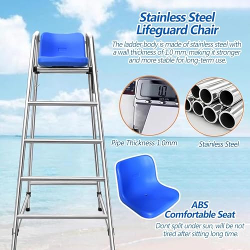 Silla de Salvavidas con Escalera para Piscina 120 cm Acero Inoxidable miniatura 4