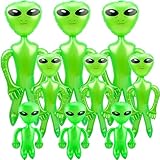 9 Pcs 67 inch 35 Inch 18 Inch Jumbo Inflate Alien Giant Blow Up Green Blue Purple Alien Toy for Halloween Alien Theme Party Suppies, 3 Size (Color set 1)