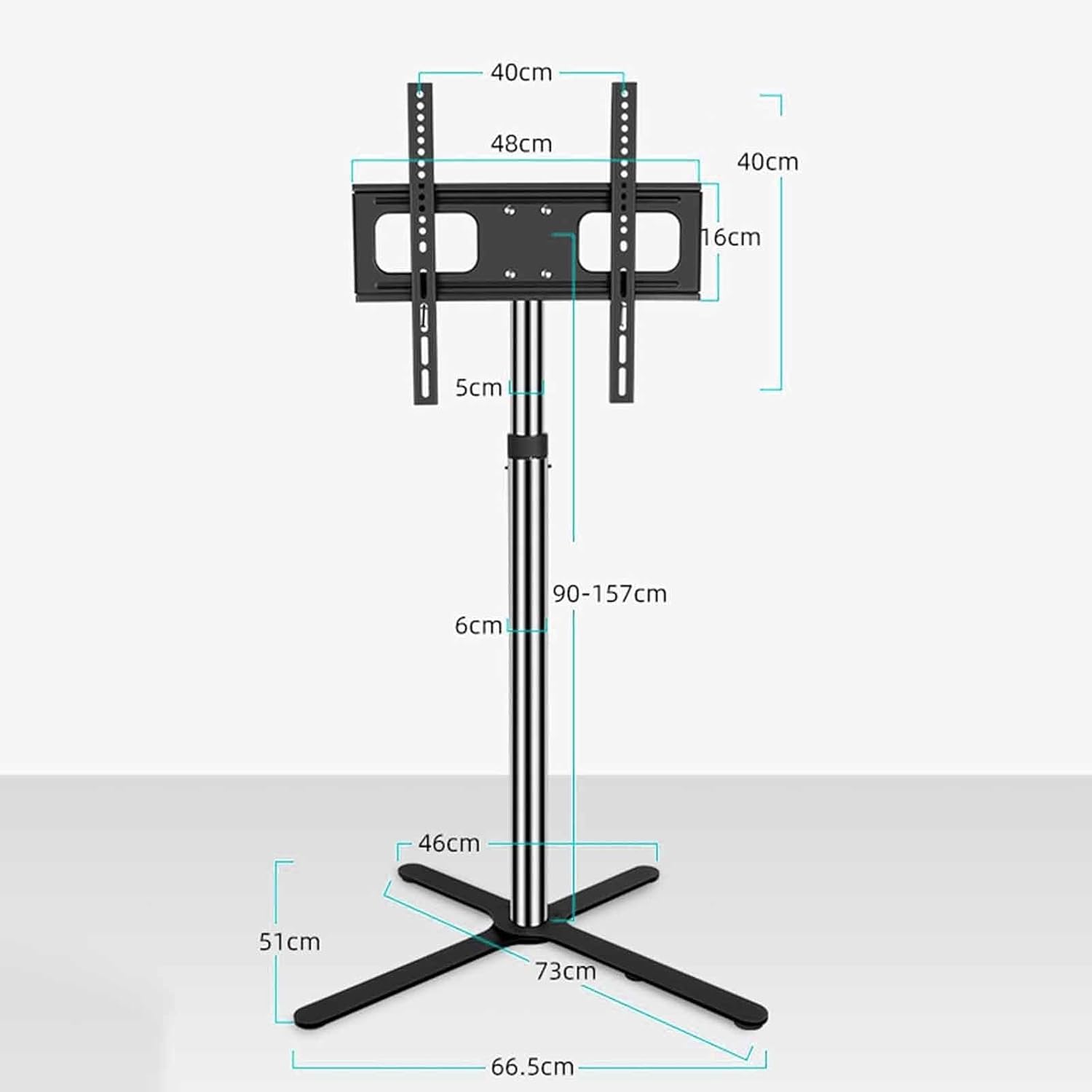 LCD Tv Floor Stand - Full Motion 360° Rotation Tilting Tv Mount Stand, 90-157Cm Height Adjustable Lift Tv Stand, for 32-50 Inch Screens Tvs, Supporting Hole Spacing Withi