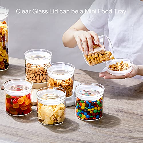 Zens Airtight Glass Canisters, Set Of 6 Kitchen Storage Jars With Clear Lids, 20 Ounce Sealed Cylinder Containers With Scew Designed Silicone Ring For Snacks #TOP4
