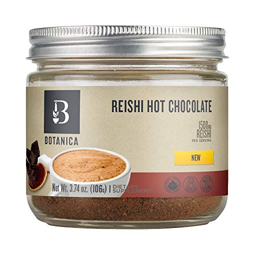 Botanica Health Reishi Hot Chocolate Powder - Organic Vegan Mushroom Hot Chocolate Mix, Superfood Powder (15 Servings)