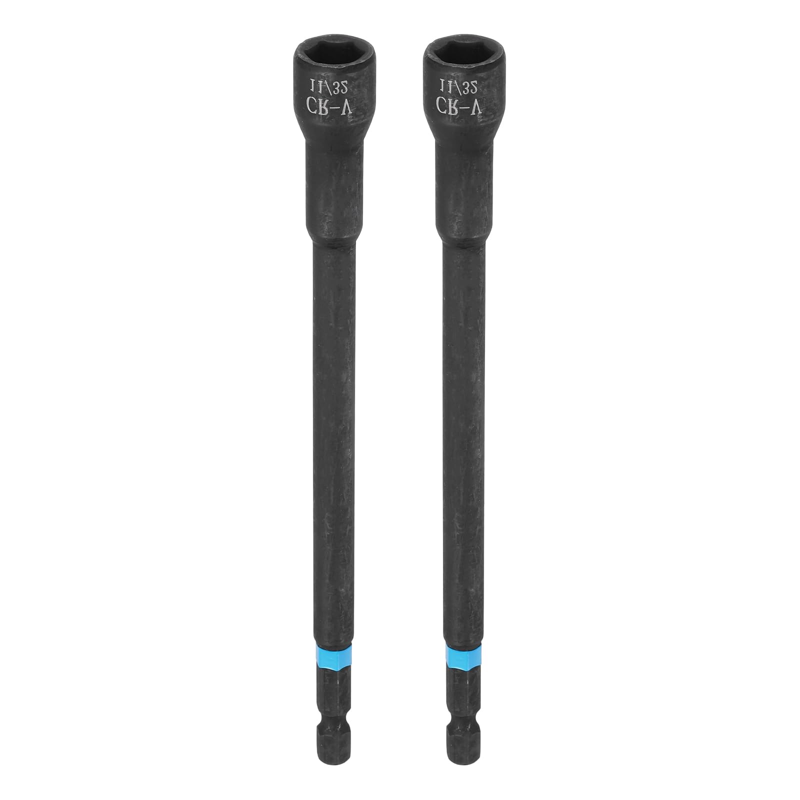 sourcing map 2pcs Nut Driver Drill Bit 11/32" Socket 1/4" Hex Shank 6" (150mm) Magnetic 6-Point Sockets Quick Change Cr-V Steel Bolt Setters for Power Drill Drivers
