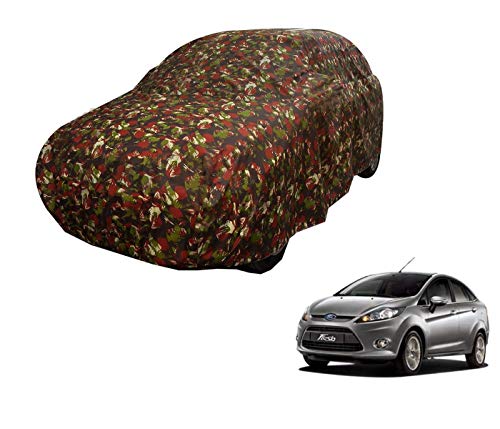 Image of Auto Hub Car Cover Compatible with Ford Fiesta with Weather Proof, Triple Stitched, Fiesta Car Cover Jungle Look