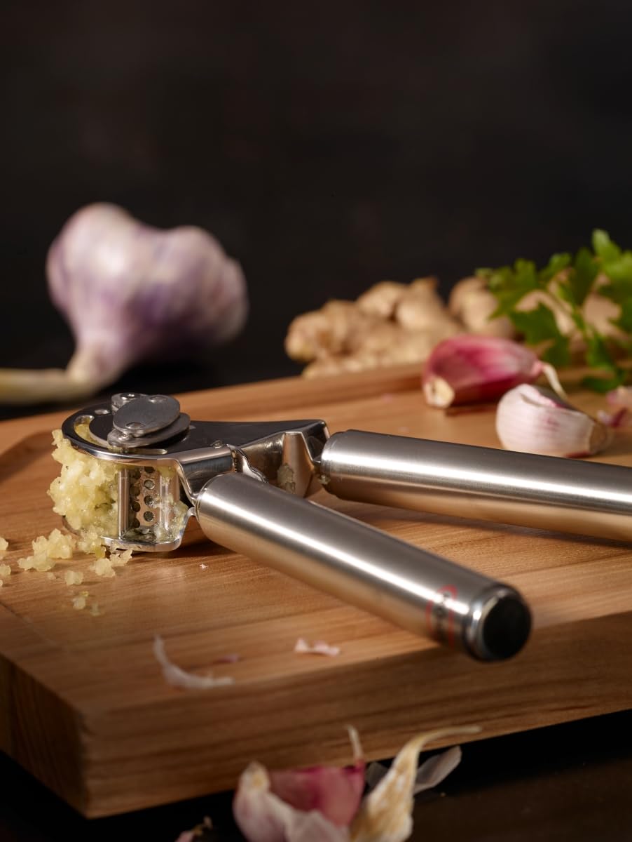RÖSLE Küchenhelfer-Trio 3-tlg., Kartoffelstampfer, Fleischplattierer, Knoblauchpresse