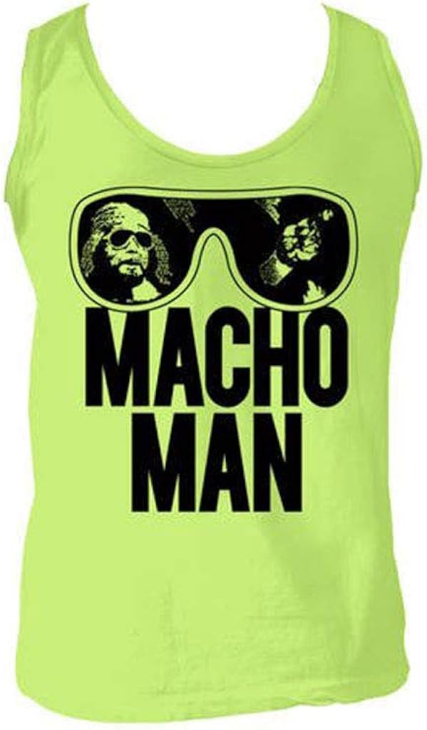 World Wrestling Entertainment Old School Macho Man Glasses Adult Lime Green Tank : Clothing, Shoes & Jewelry