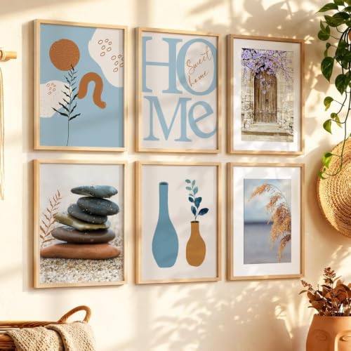 Image of kotart Boho Theme wall art for home decor, living room, bed | Poster with frames hanging paintings | digital (14X20 Inch, G) Pack of 6