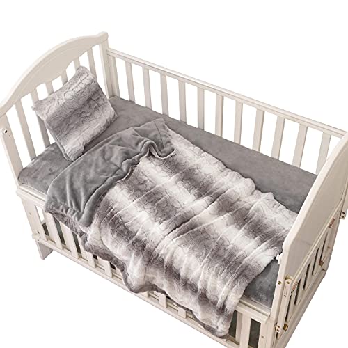 Standard Crib Bedding Set - Toddler Bed 52X28 - Crib Bedding Set Girl - Baby Bedding Crib Set Boy - Nursery Bedding Set - Crib Comforter Set - Set Of 3 Baby Bedding Set. (Grey) #TOP2