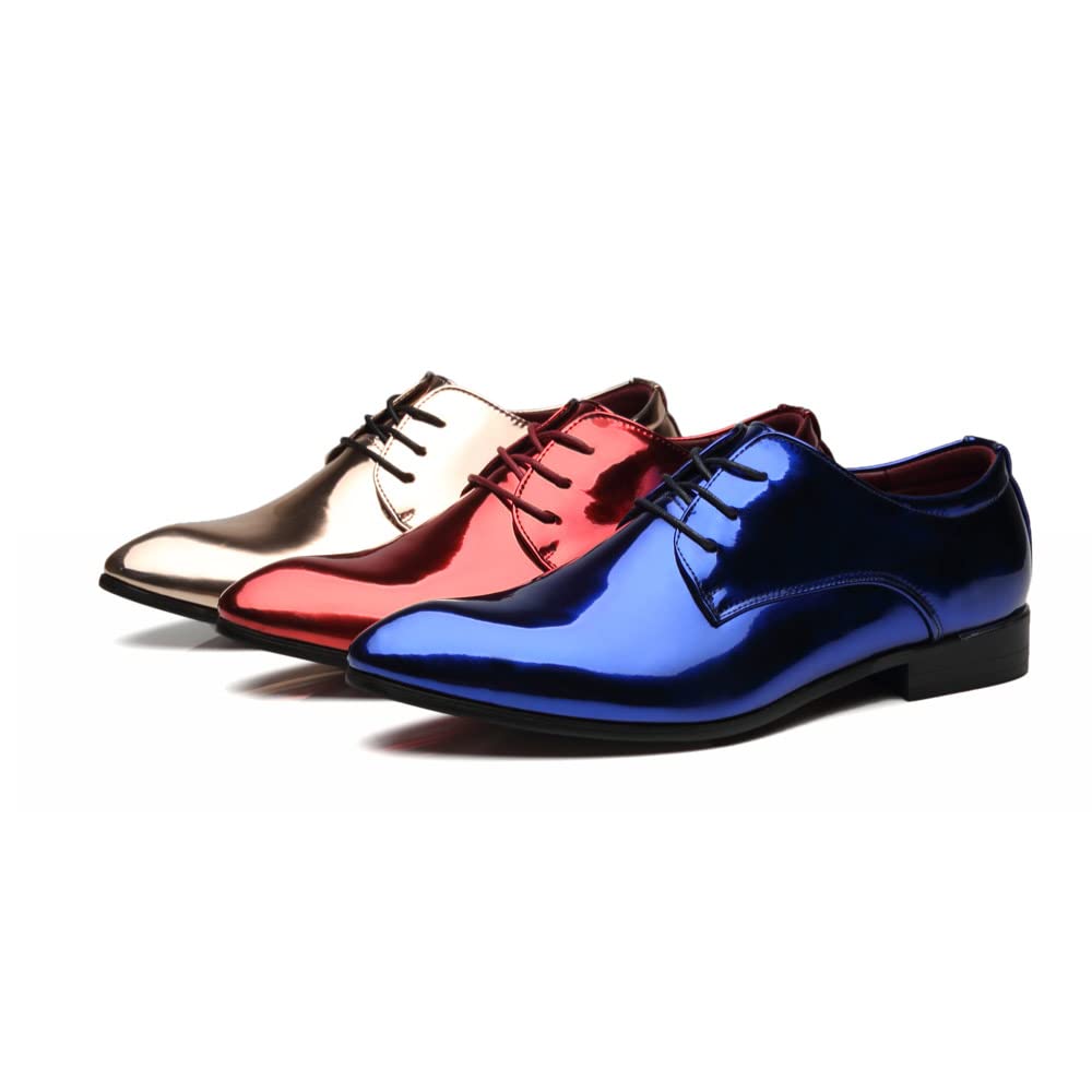 MANLADUO Chaussures en cuir brillant doré à bout pointu pour homme