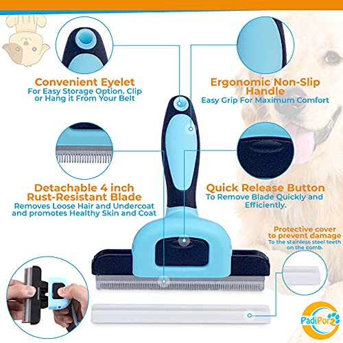 Padiporz Professional 8 Piece Grooming Kit for Dogs or Cats – Essential Pet Grooming Accessories Set with De shedding Tool, Brushes, Nail Clippers, Brushing glove, Tick remover – Ideal for All Breeds - Image 6