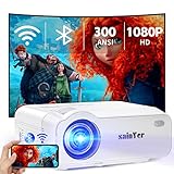 Beamer, 5G WiFi Bluetooth Beamer 4K Unterstützt, Full HD 1080P Mini Beamer Max 300” Display, kompatibel mit TV-Stick, Smartphone, Laptop, HDMI, PS4, XBOX, AV, USB, Projektor für Outdoor-Filme Heimkino