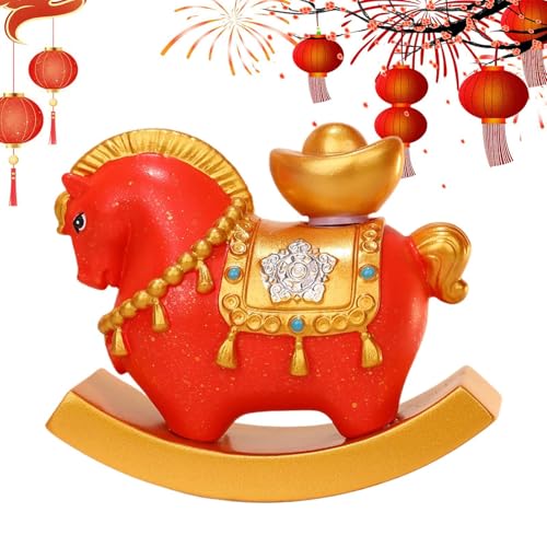 Figura de caballo de año nuevo chino, adorno de resina china para el hogar, decoración de caballo mecedor, para coches, hogar, escuela, oficinas, cafeterías, librerías, exhibición, mesita de noche