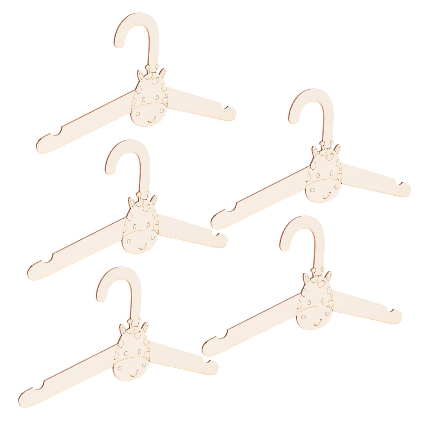 Cabilock DIY Decorative Boys and Girls Hangers 5pcs Wooden Giraffe Hangers for Baby Boys and Girls Clothes Versatile Nursery Organizers