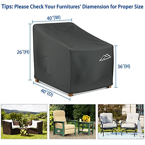Miushion 2 Pack Patio Chair Covers, 40" W x 40" D x 36" H Heavy Duty 600D Outdoor Deep Seat Lounge Club Chair Cover, Waterproof UV Resistant Outdoor Patio Chair Furniture Cover, Black by Miushion - Used condition - Image 2