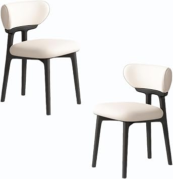 Dining Chairs Set of 4,Modern Dining Chairs with Thick Cushions,Kitchen Dining Room Chairs with Wooden Legs,Dining Chair for Kitchen, Living Room Black + White Set of 2