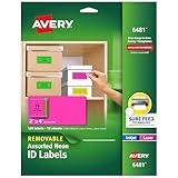 Avery Multipurpose Labels, Removable, Assorted Neon, 2 x 4 Inches, Pack of 120 (6481)
