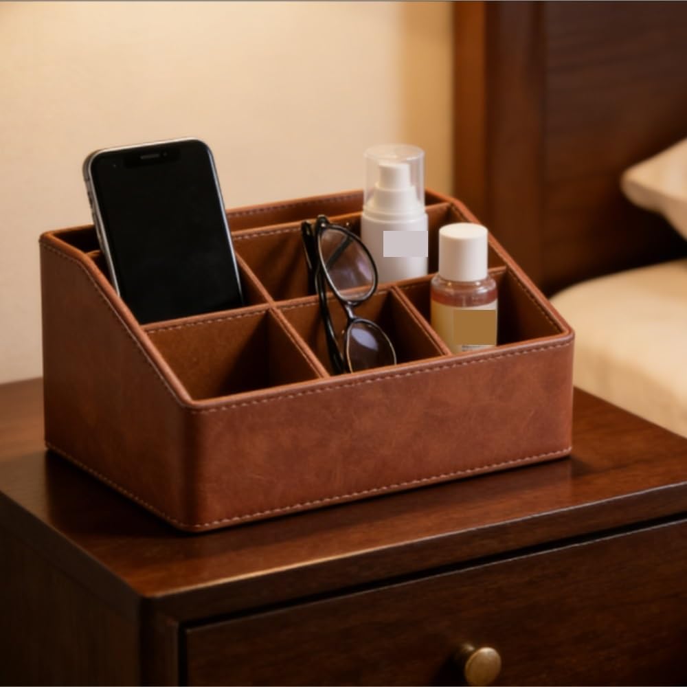 Stifteköcher Stifte Halter Schreibtisch-Stifthalter Aus Leder Als Wohn- Oder Büroaccessoire Aufbewahrungsbox Schreibtisch-Organizer(Brown)