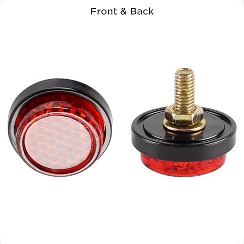 Miniatura 5 de evermotor Reflectores rojos, pernos y tuercas para placa de matrícula de motocicleta, mini tornillo decorativo M5, redondo reflectante para