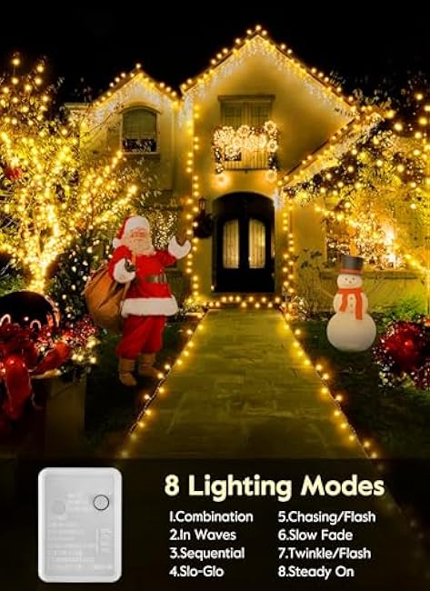 66FT 200 LED Christmas Tree Lights, Twinkle Fairy Lights String with 8 Flashing Modes String Lights for Indoor Bedroom Outdoor Christmas Trees Garland Wreath Holiday Decorations, Warm White