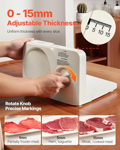 Image of VEVOR Meat Slicer, 6.7 inch Foldable Electric Cutter with Dual Security Lock
