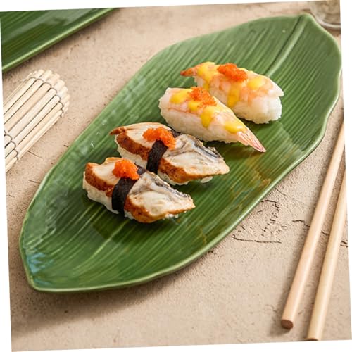 Plato cerámico para sushi forma hoja estilo japonés miniatura 3