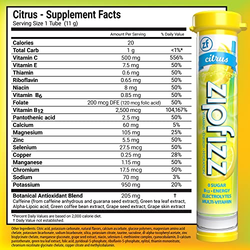Zipfizz Energy Drink Mix, Electrolyte Hydration Powder With B12 And Multi Vitamin, Citrus (20 Pack) #TOP4