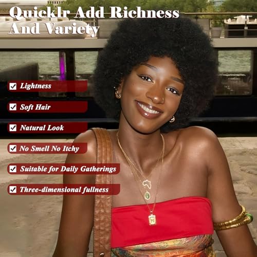 Afro Wig for Black Women 10 Inch 70s Style Kinky Curly Synthetic Wig — view 2