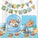 Imagen de YGCHEN Capybara Vajilla de Fiesta Decoracion Cumpleaños Cubiertos Animales Party Supplies Capybara Platos Taza Papel Servilleta Decoración de Fiesta de Cumpleaños 10 Invitados